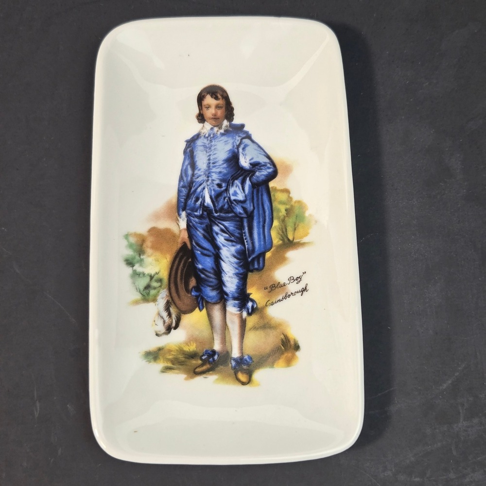 Limoges France Blue Boy Gainsborough Porcelain Trinket Dish Tray Vintage 5.5"